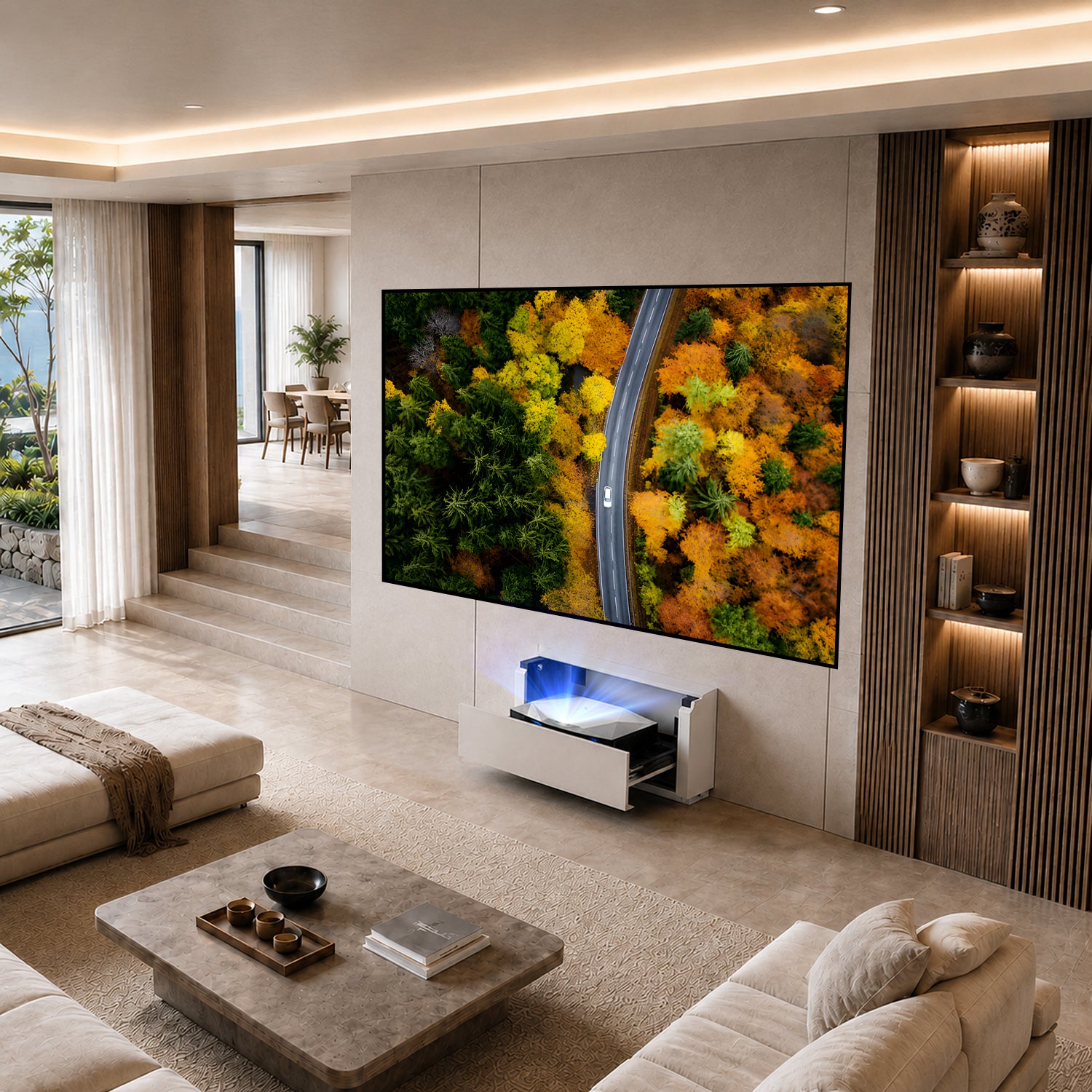 Shore Smart Matte UST Projector Cabinet Flip Design for Wall-Mounted Screens