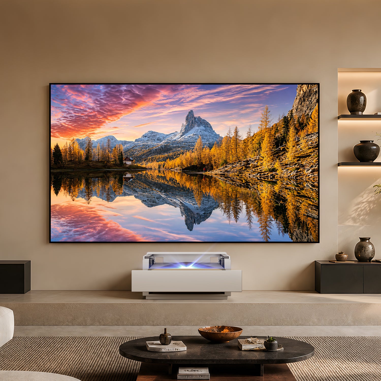 Shore Smart Matte UST Projector Cabinet Flip Design for Wall-Mounted Screens