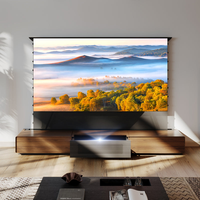 Shore Walnut Matte Motorized UST Laser TV Cabinet (Pre-assembled)