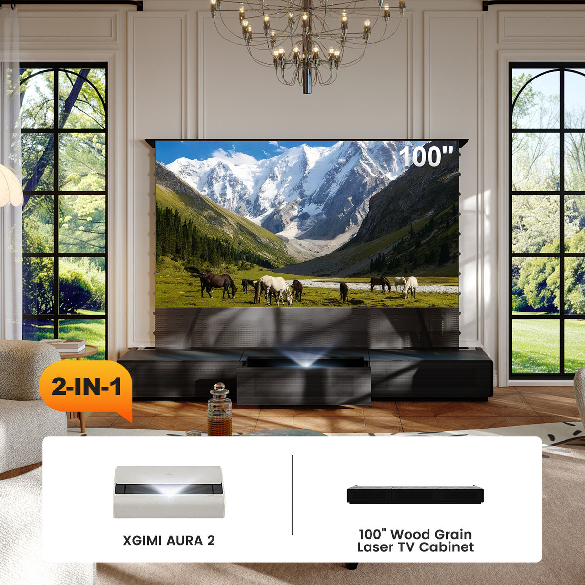 Shore Laser TV Cabinet + UST Projector Bundle (Pre-Assembled)