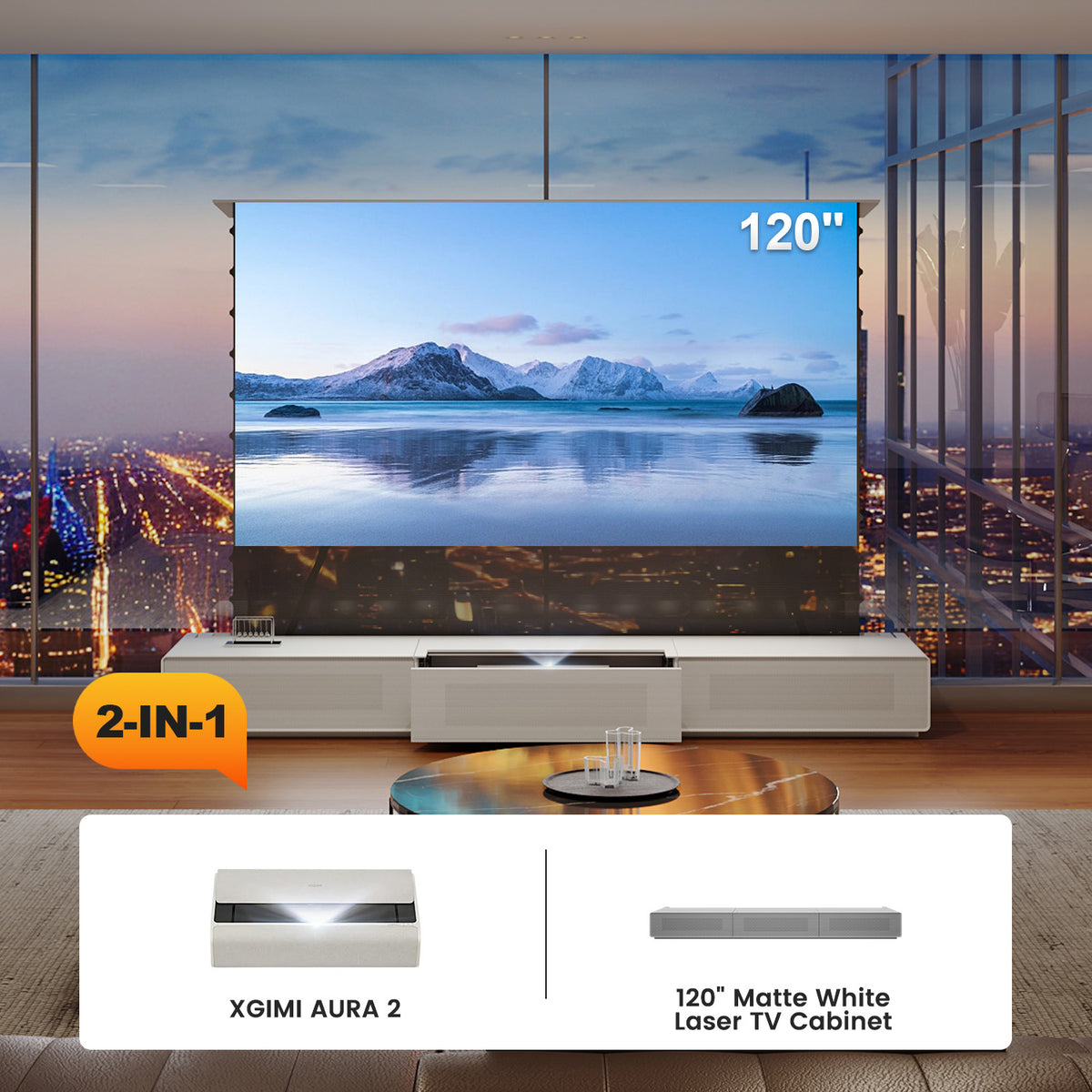Shore Laser TV Cabinet + UST Projector Bundle (Pre-Assembled)