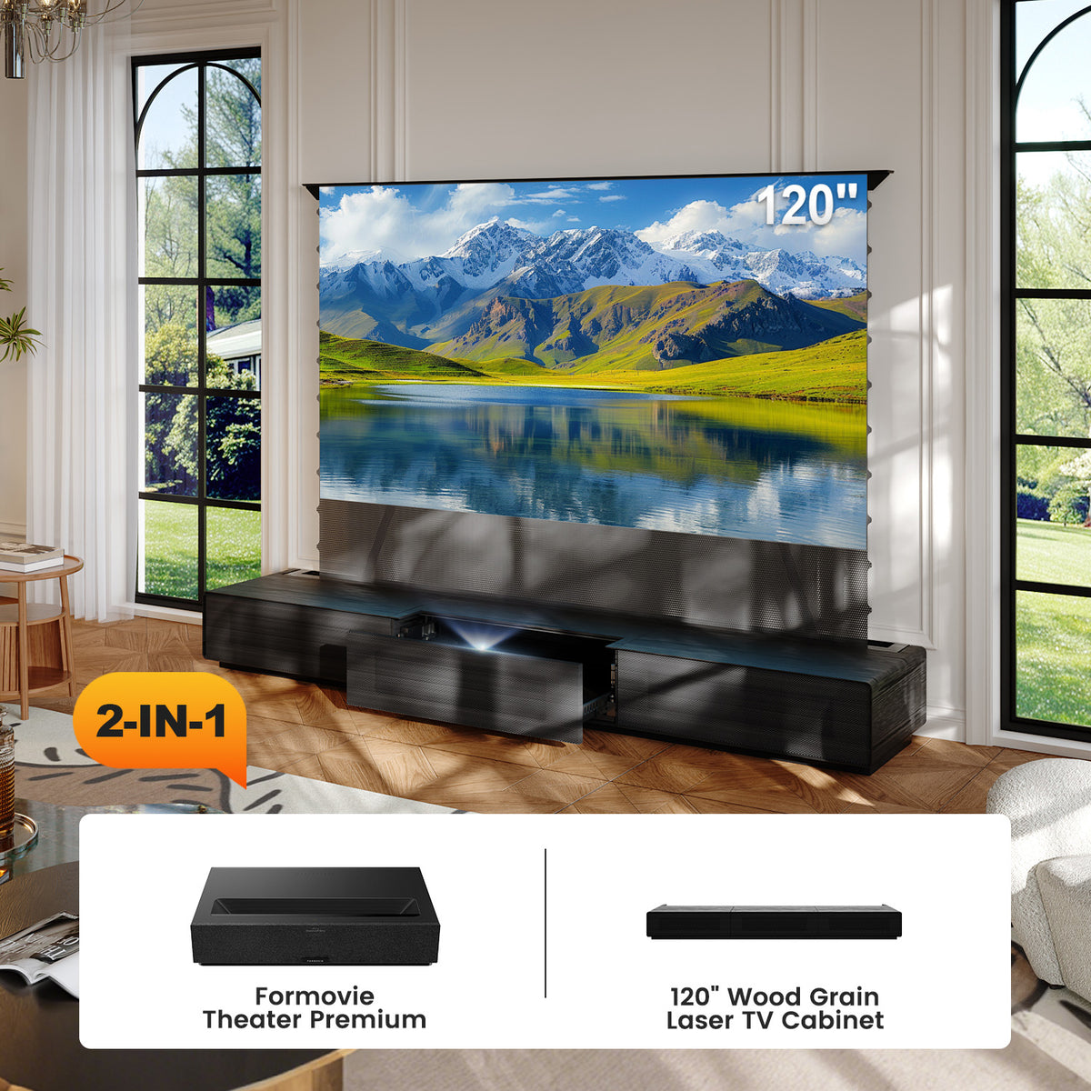 Shore Laser TV Cabinet + UST Projector Bundle (Pre-Assembled)