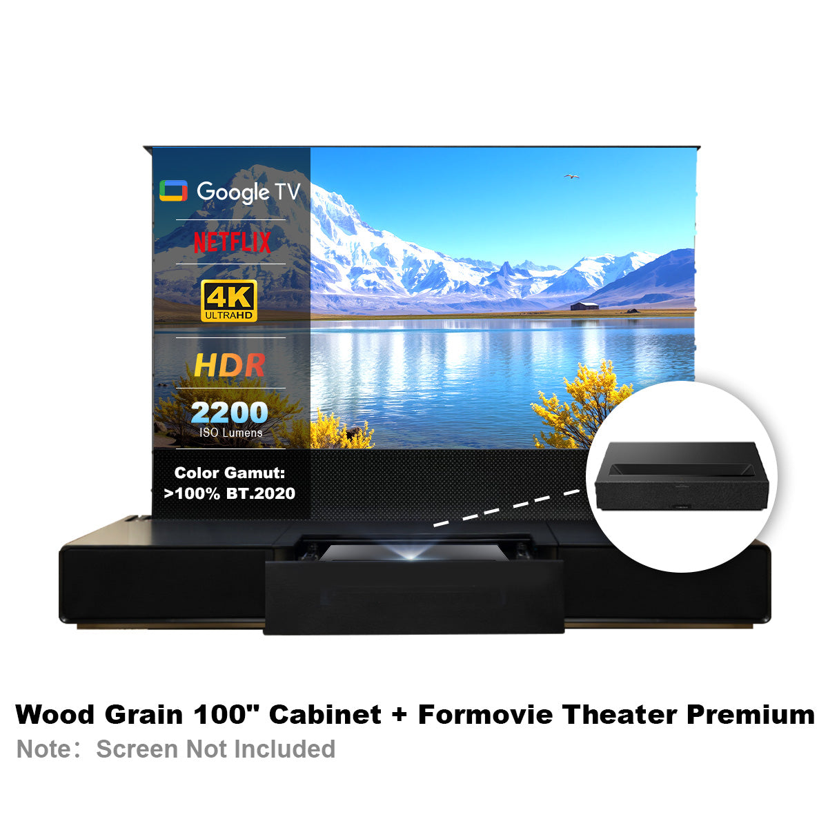 Shore Laser TV Cabinet + UST Projector Bundle (Pre-Assembled)