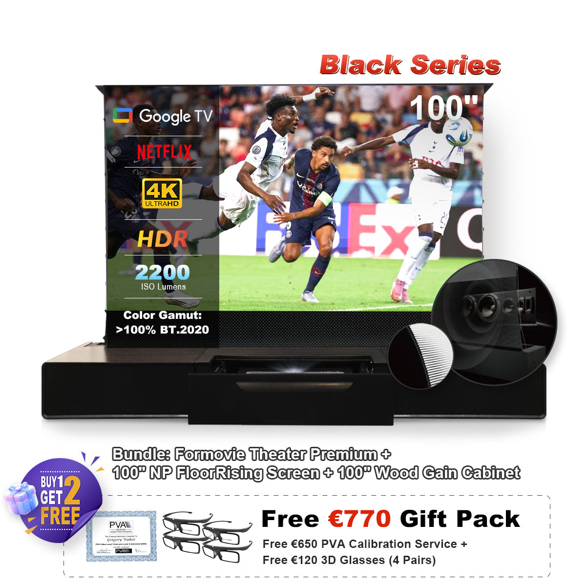 Formovie Théâtre Premium Triple Laser 4K TV ultra courte focale Vidéoprojecteur