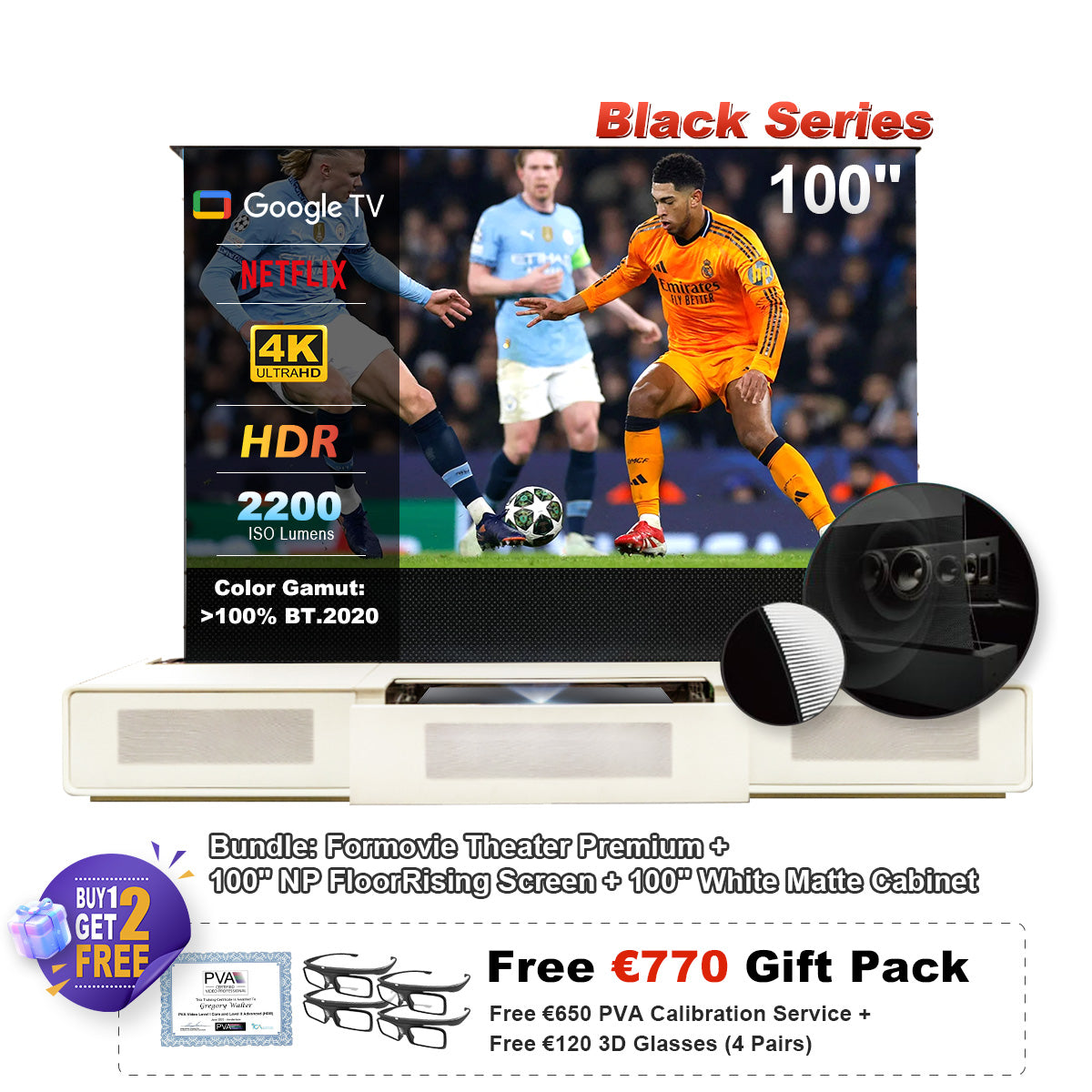 Formovie Théâtre Premium Triple Laser 4K TV ultra courte focale Vidéoprojecteur