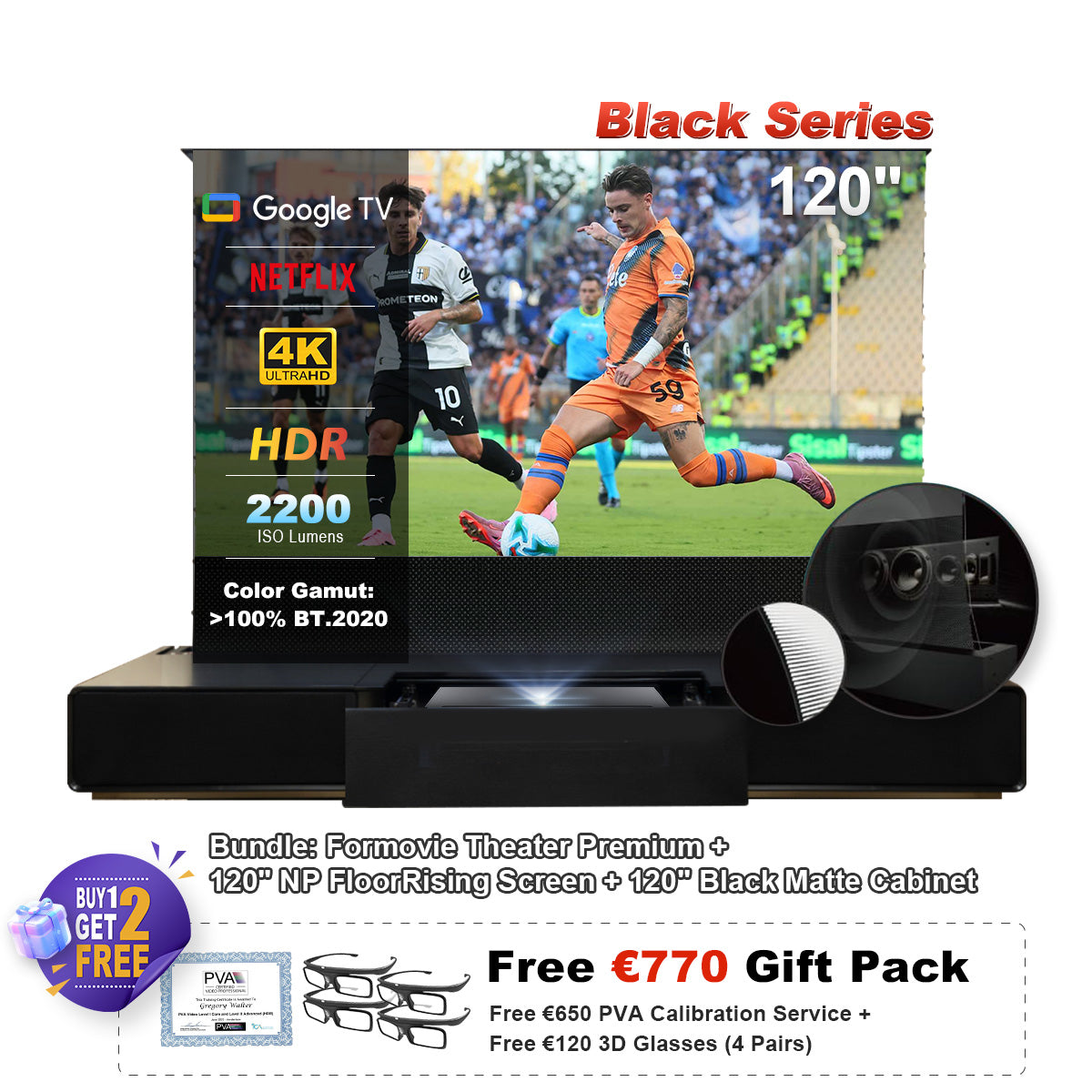 Formovie Théâtre Premium Triple Laser 4K TV ultra courte focale Vidéoprojecteur