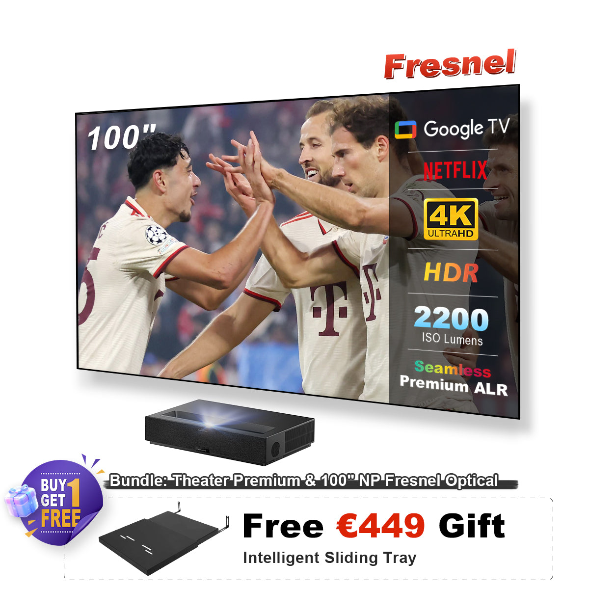 Formovie Théâtre Premium Triple Laser 4K TV ultra courte focale Vidéoprojecteur