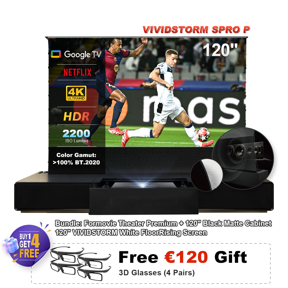 Formovie Théâtre Premium Triple Laser 4K TV ultra courte focale Vidéoprojecteur