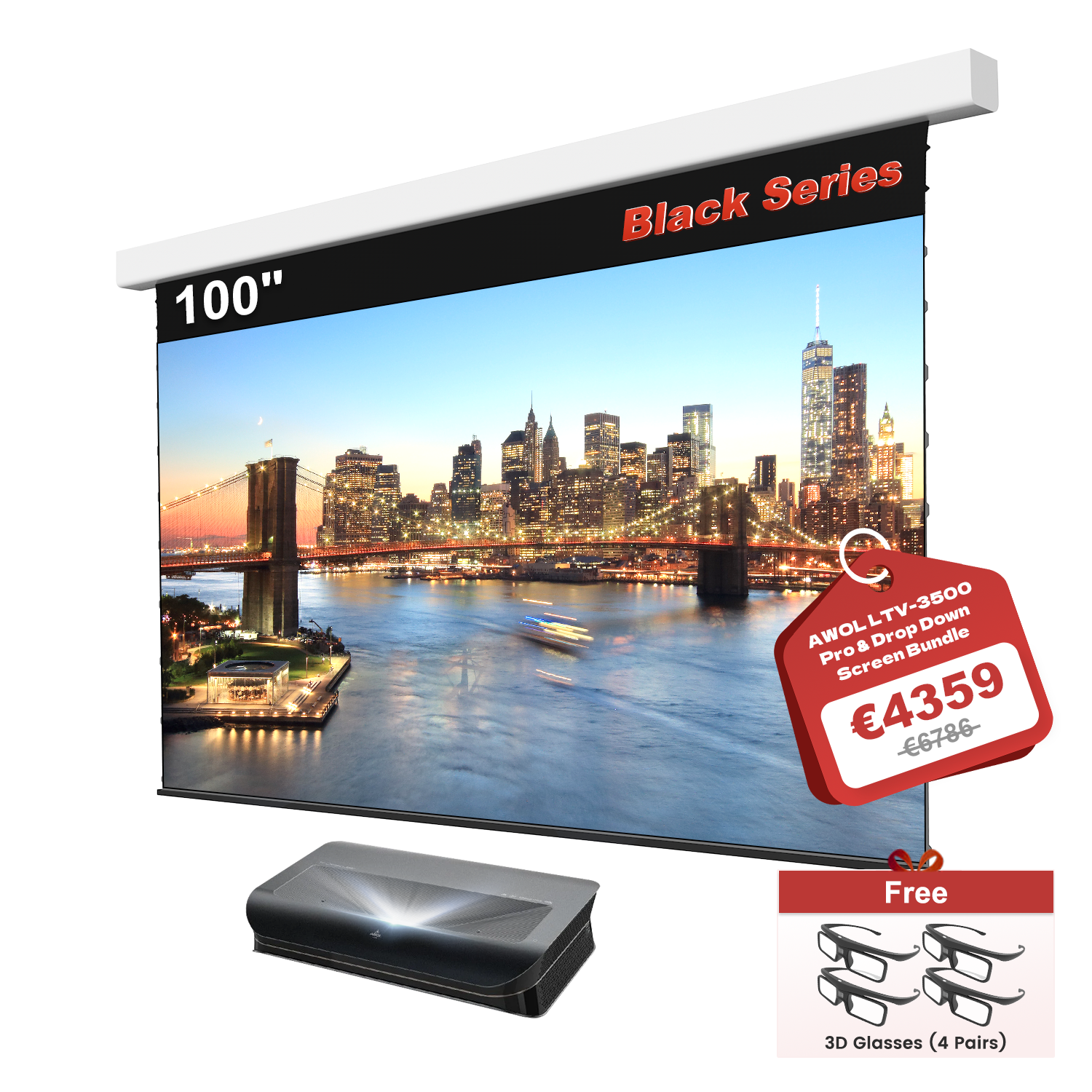 Awol Vision 3000 Pro 4k 3d Ltv Triple Laser Vidéoprojecteur