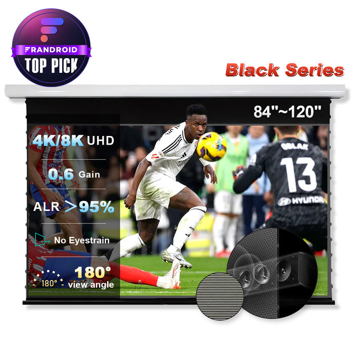 NothingProjector Black Series Slimline Motorized Tension Drop Down 95% ALR Projector Screen