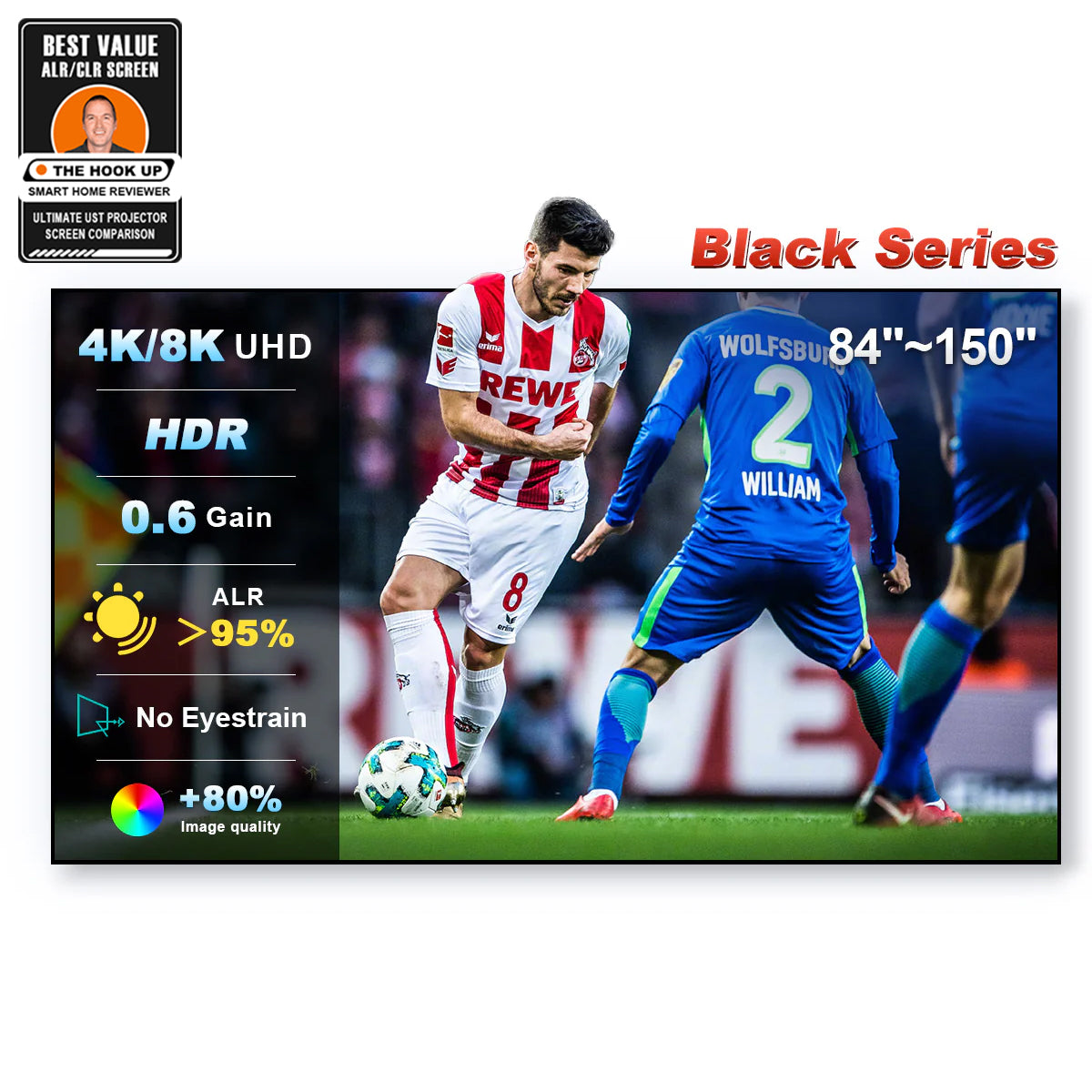 84''-150'' Nothing Projector Black Series ALR/CLR Ultra Short Throw Projector -skärm