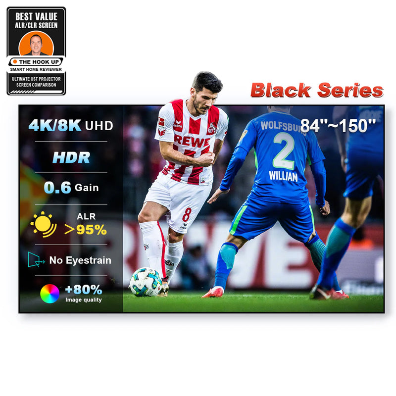 84''-150'' NothingProjector Black Series 95% ALR/CLR Ultra Short Throw Projector Screen