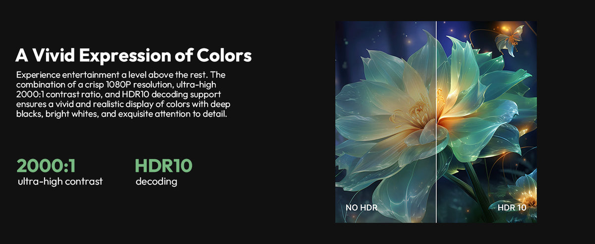 A vivid expression of colours: 1080P resolution, 2000:1 contrast ratio and HDR10 decoding on the Xming Page One