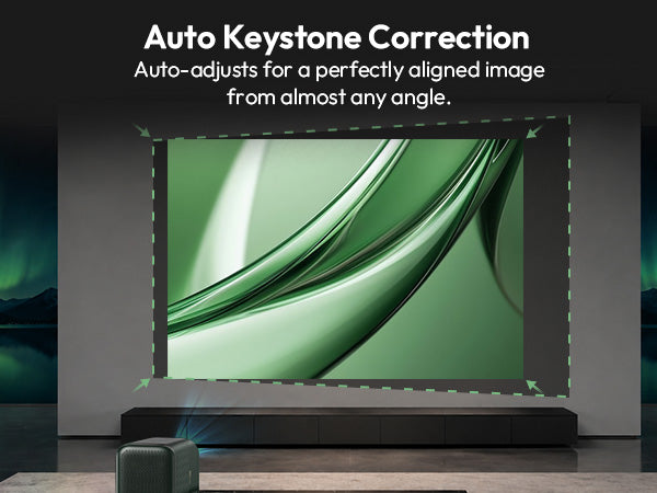 Auto keystone correction adjusts the image from almost any angle on the Xming Page One