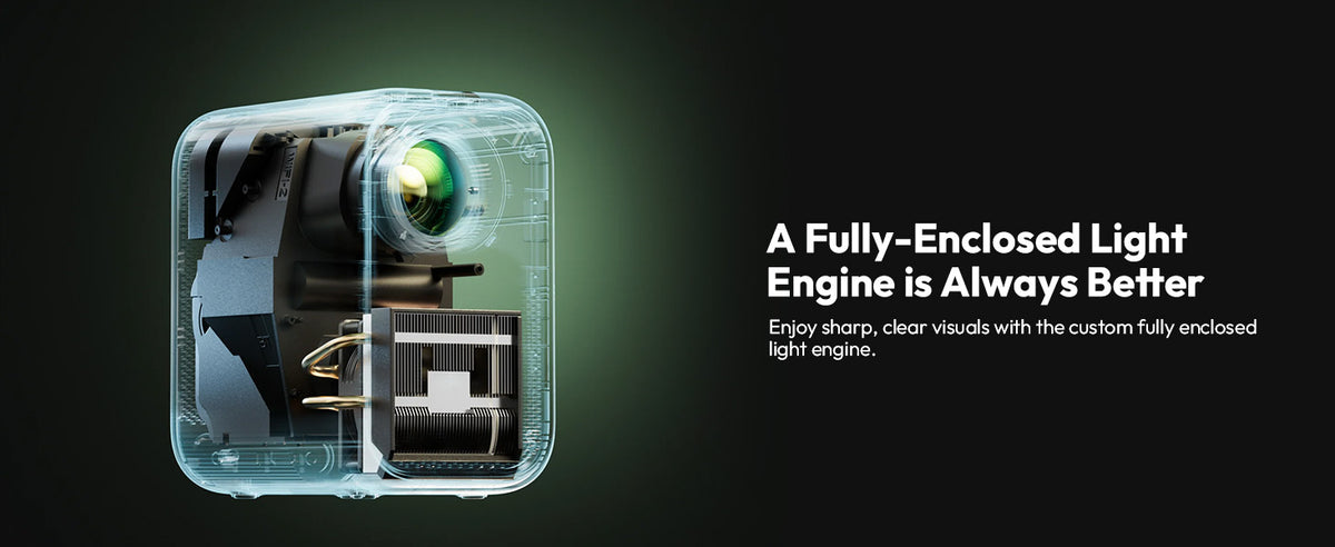 A fully-enclosed light engine for sharp, clear visuals on the Xming Page One projector
