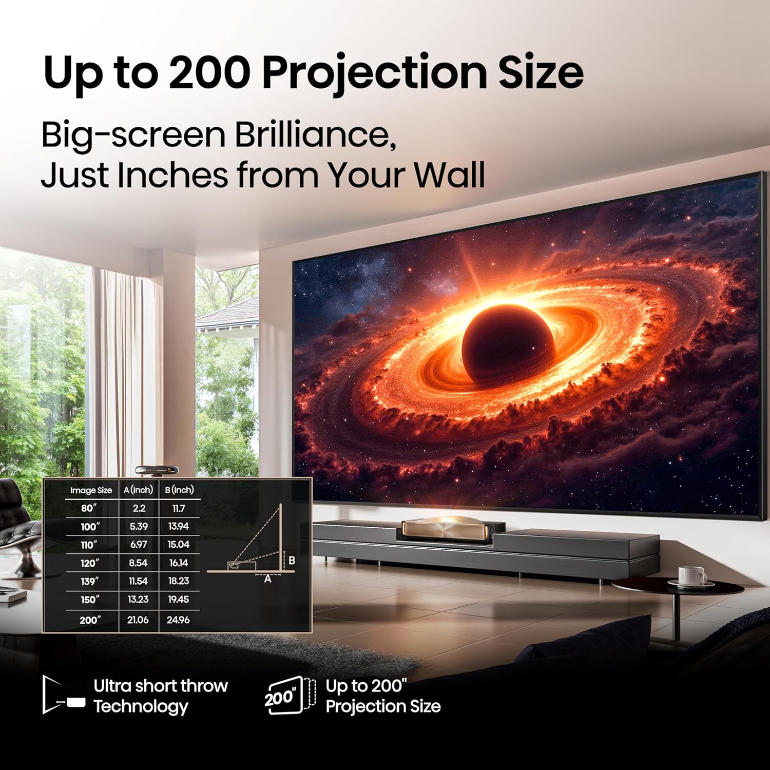 Hisense L9Q 4K UHD Ultra Short Throw Triple Laser Projector 5000 Lumens, 80"-200" Skærm Google TV Dolby Vision & Atmos Tunet af Devialet