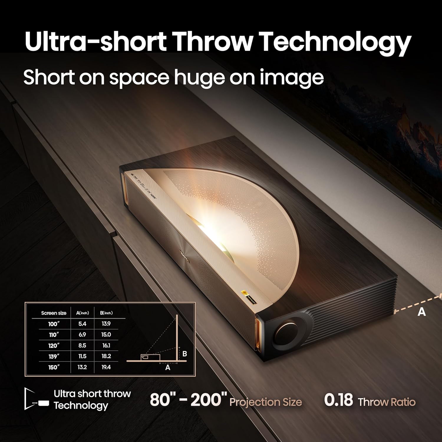 Hisense L9Q 4K UHD Ultra Short Throw Triple Laser Projector 5000 Lumens, 80"-200" Skærm Google TV Dolby Vision & Atmos Tunet af Devialet