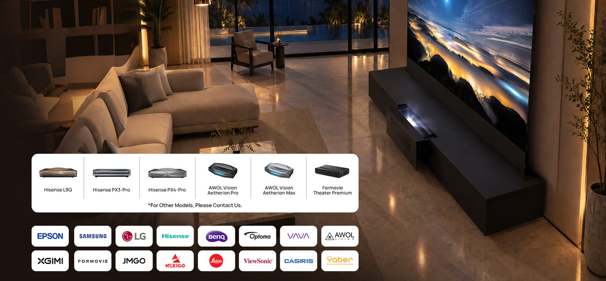 Universal compatibility with ultra short throw laser TV projectors