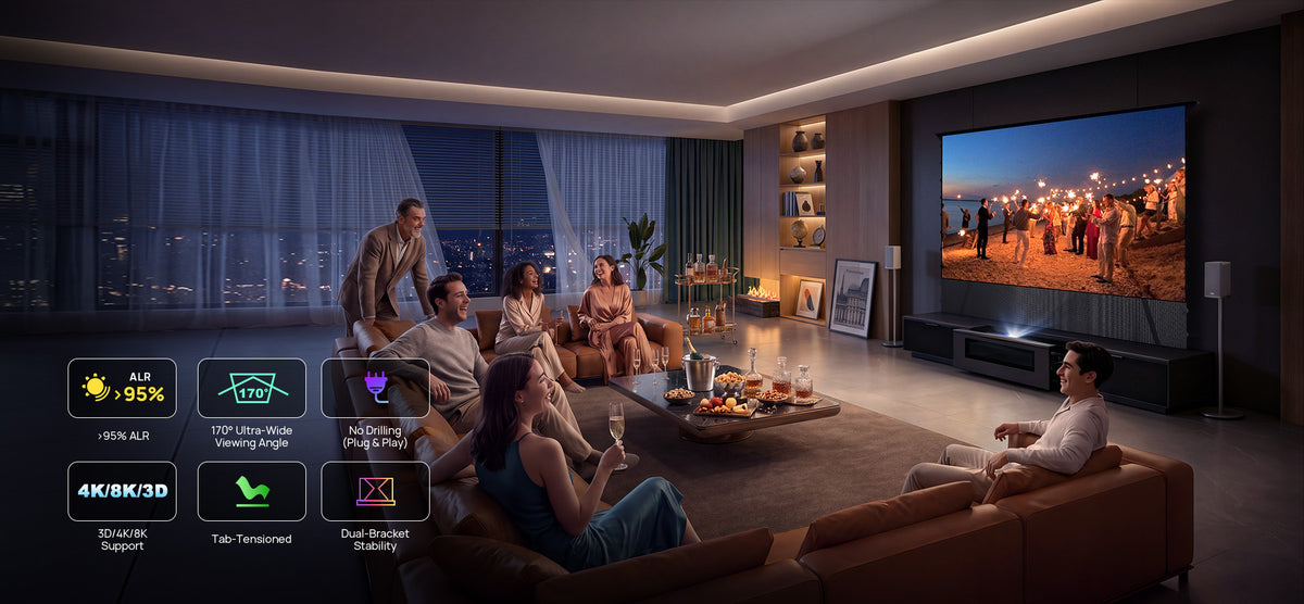 NothingProjector Berlin laser TV cabinet paired with a floor rising screen