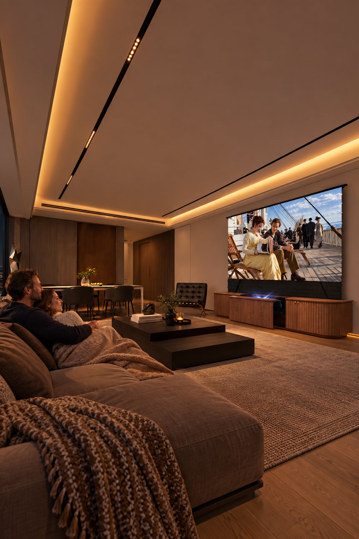 NothingProjector Milo laser TV cabinet — Architectural Fluting Meets 4K Immersion
