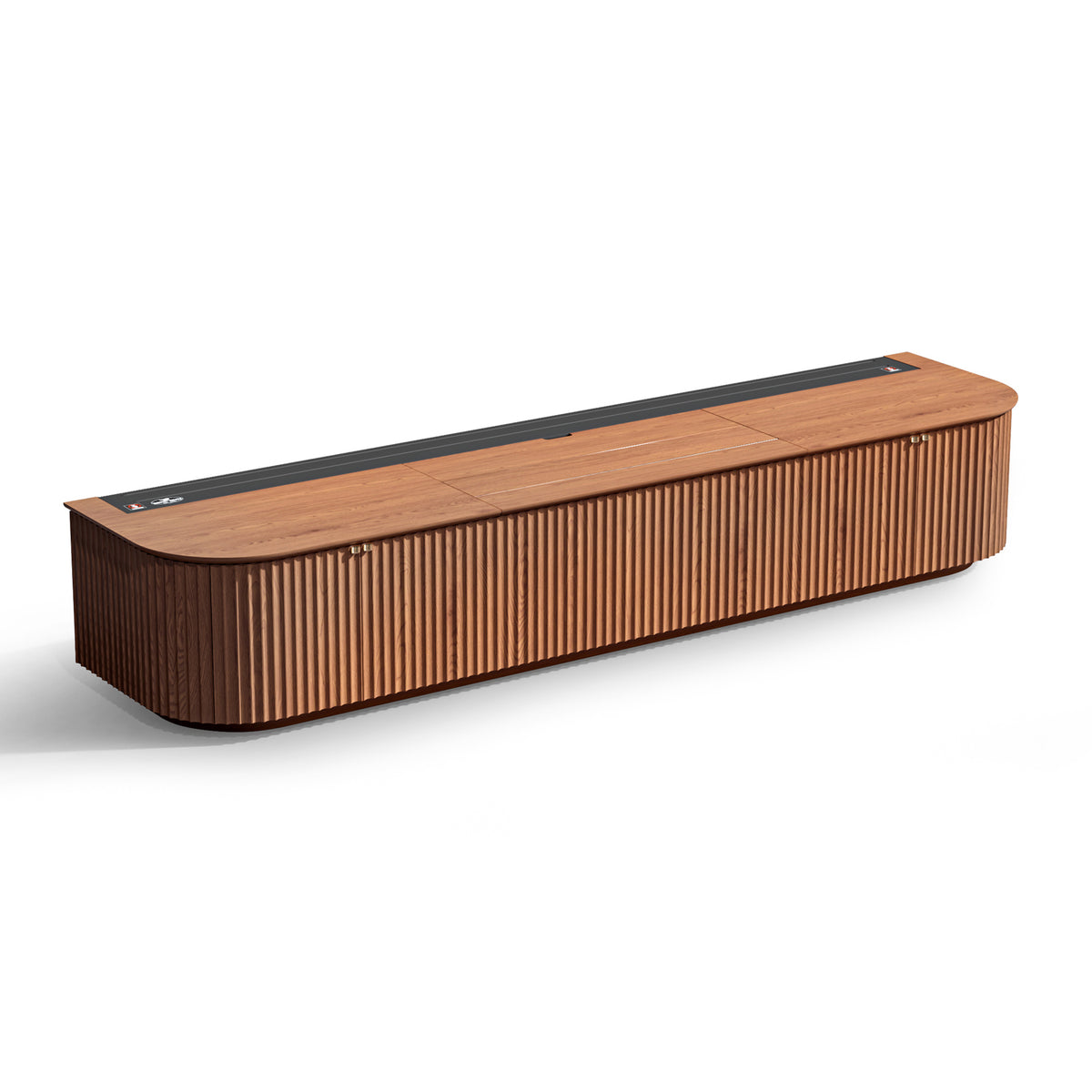 NothingProjector Milo solid wood laser TV cabinet close-up on a white background (detail 02)