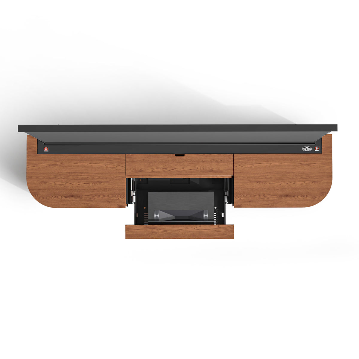 NothingProjector Milo solid wood laser TV cabinet close-up on a white background (detail 03)