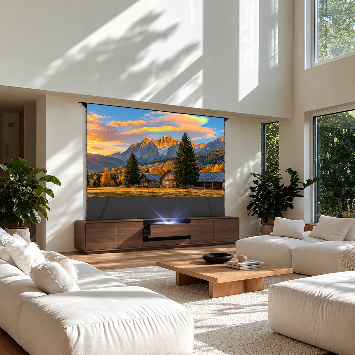 NothingProjector laser à noix TV meuble avec plateforme rabattable et extensible motorisée pour ultra courte focale vidéoprojecteurs