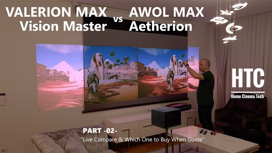 Valerion Vision Master Max vs AWOL Vision Aetherion MAX | Real Home Cinema Comparison with NothingProjector screen