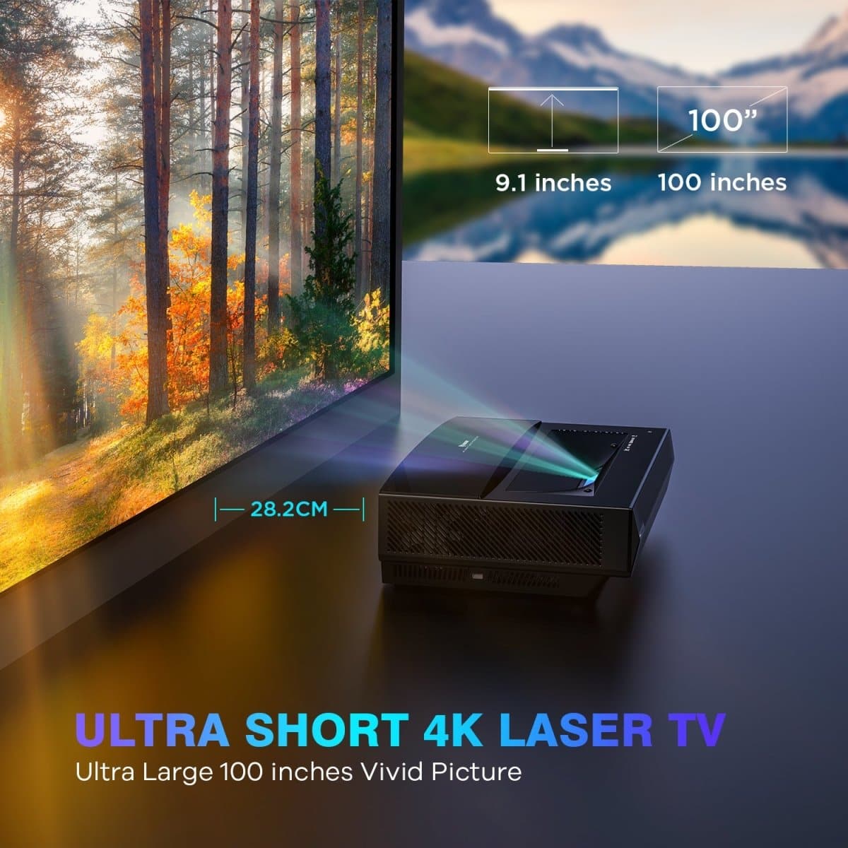 Bomaker Polaris 4K Laser Tv 2500 ANSI Dlp Smart UST Ultra Short Throw Laser Projector - Nothingprojector